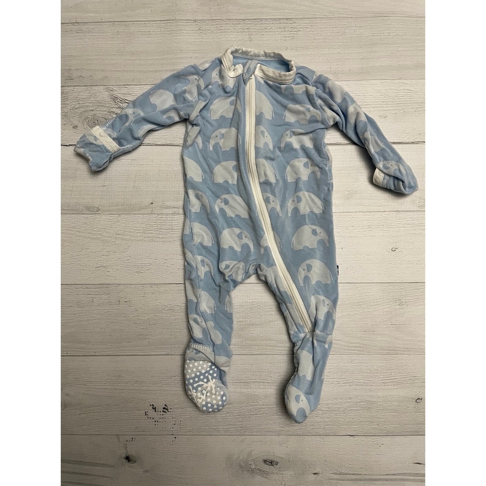Kickee pants baby blue elephant sleeper vicose newborn